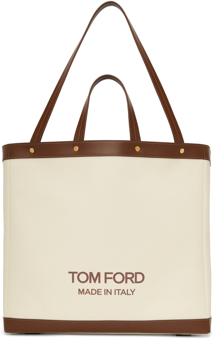 TOM FORD Off-White Medium T Screw Tote – BlackSkinny