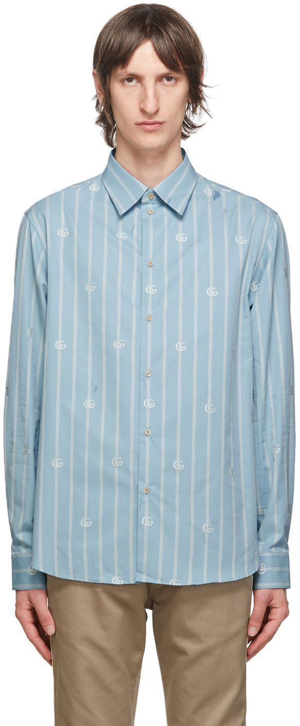 gucci blue and white striped shirt