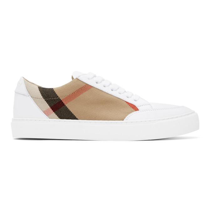 burberry salmond leather and cotton sneakers