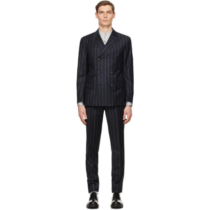 Giorgio Armani Navy Pinstripe Double-Breasted Suit – BlackSkinny