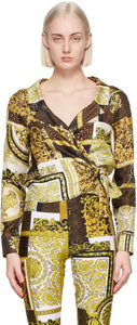 barocco patchwork print cropped silk shirt