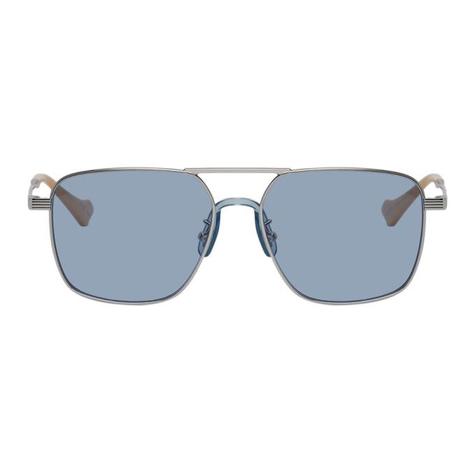 gucci silver tone aviator sunglasses