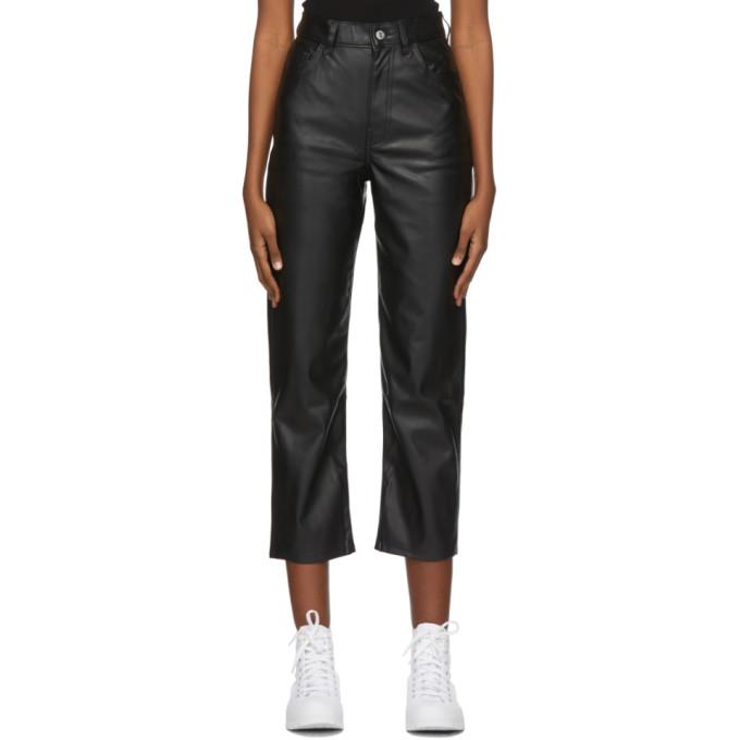 faux leather rib cage straight pants