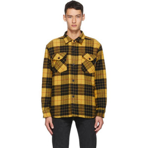 vans black and yellow flannel