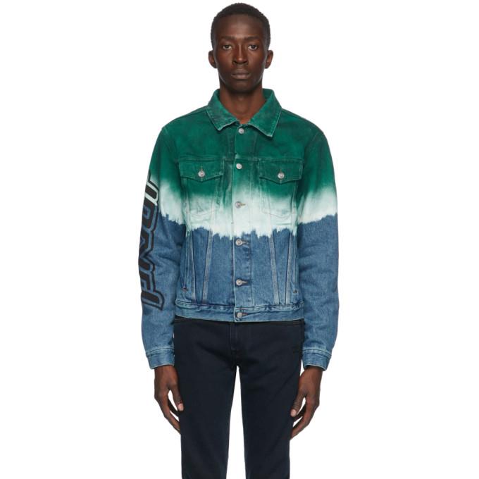 off white green denim jacket