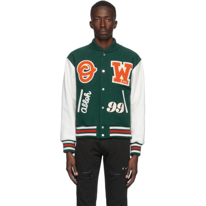 off white green varsity jacket