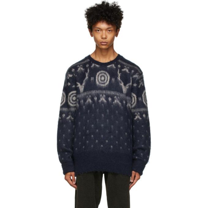 South2 West8 Navy and White Mohair Sweater – BlackSkinny