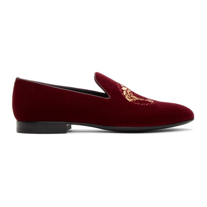 red versace loafers