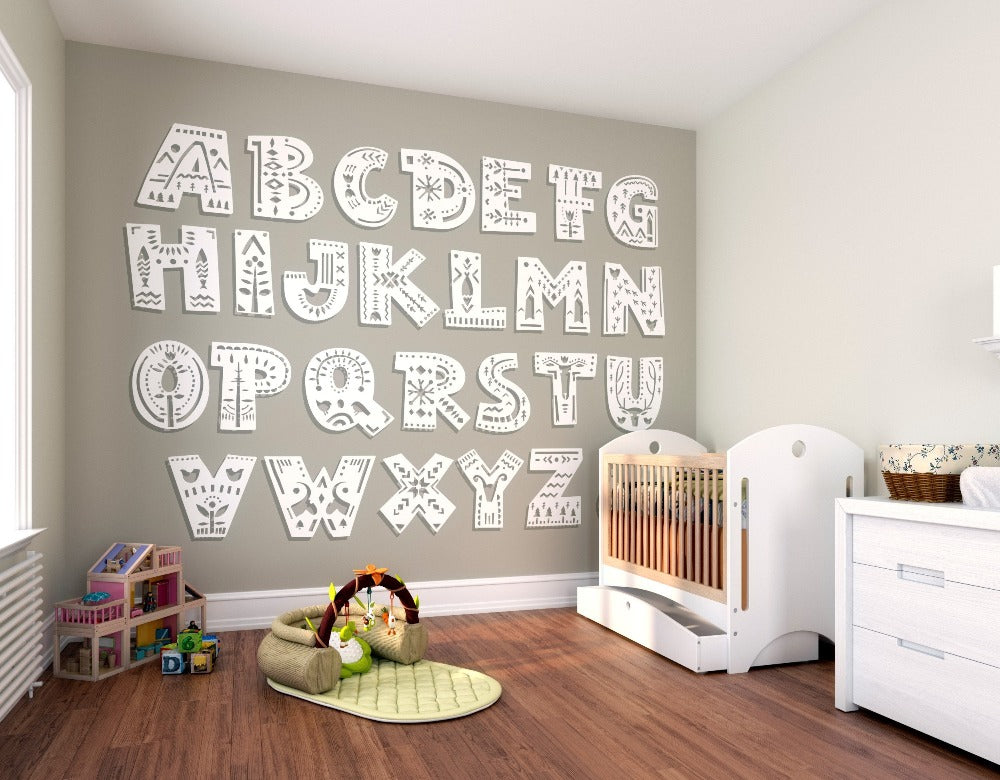 Patterned Alphabet Letters Wall Mural By Ohpopsi Wals0435