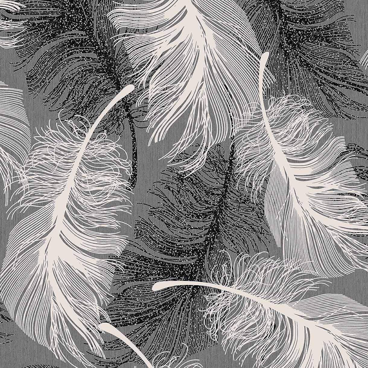 Monochrome Black And Grey Feather Wallpaper By Crown M0925