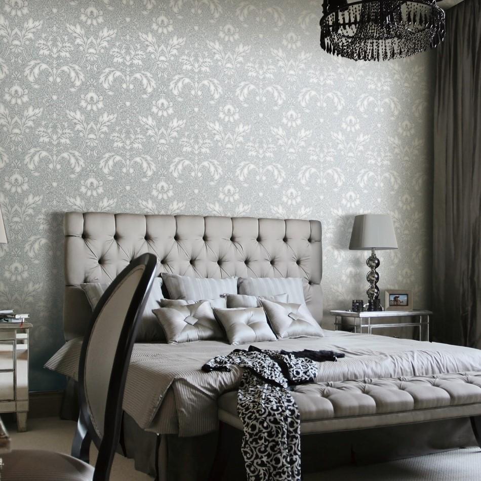 Concerto Heavyweight Silver Damask Wallpaper by Ascot JC2008-4