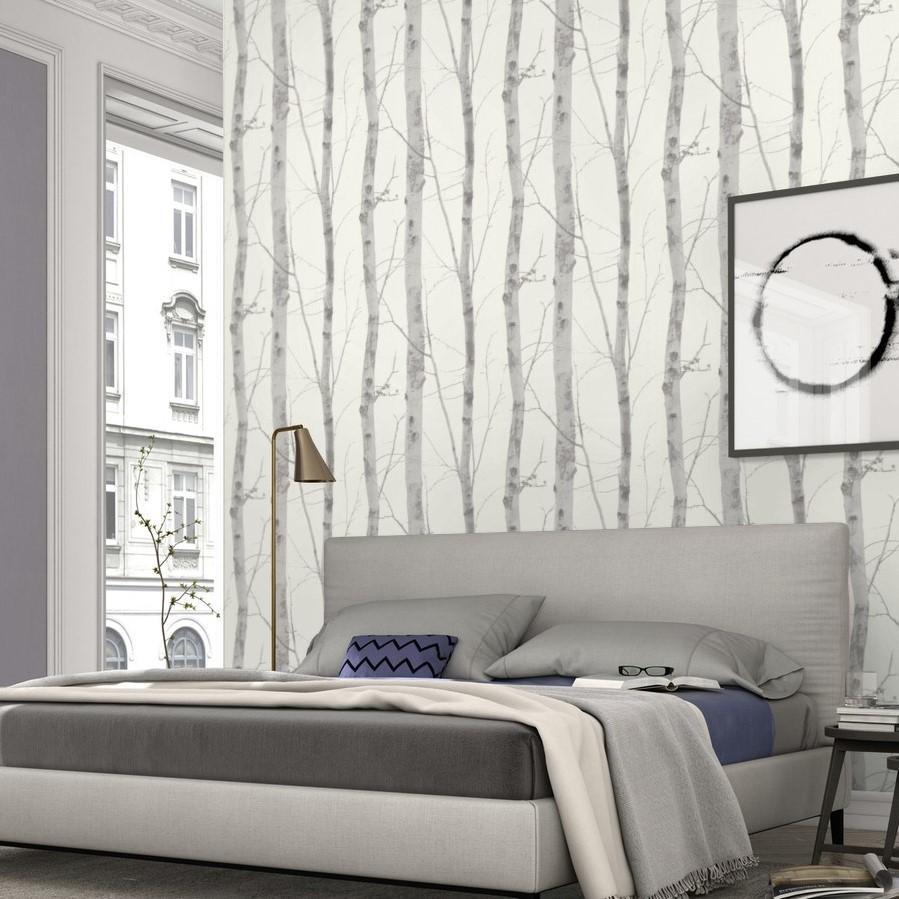 grey and white bedroom wallpaper