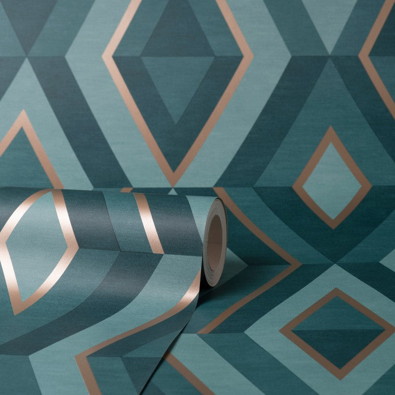 teal and grey wallpaper