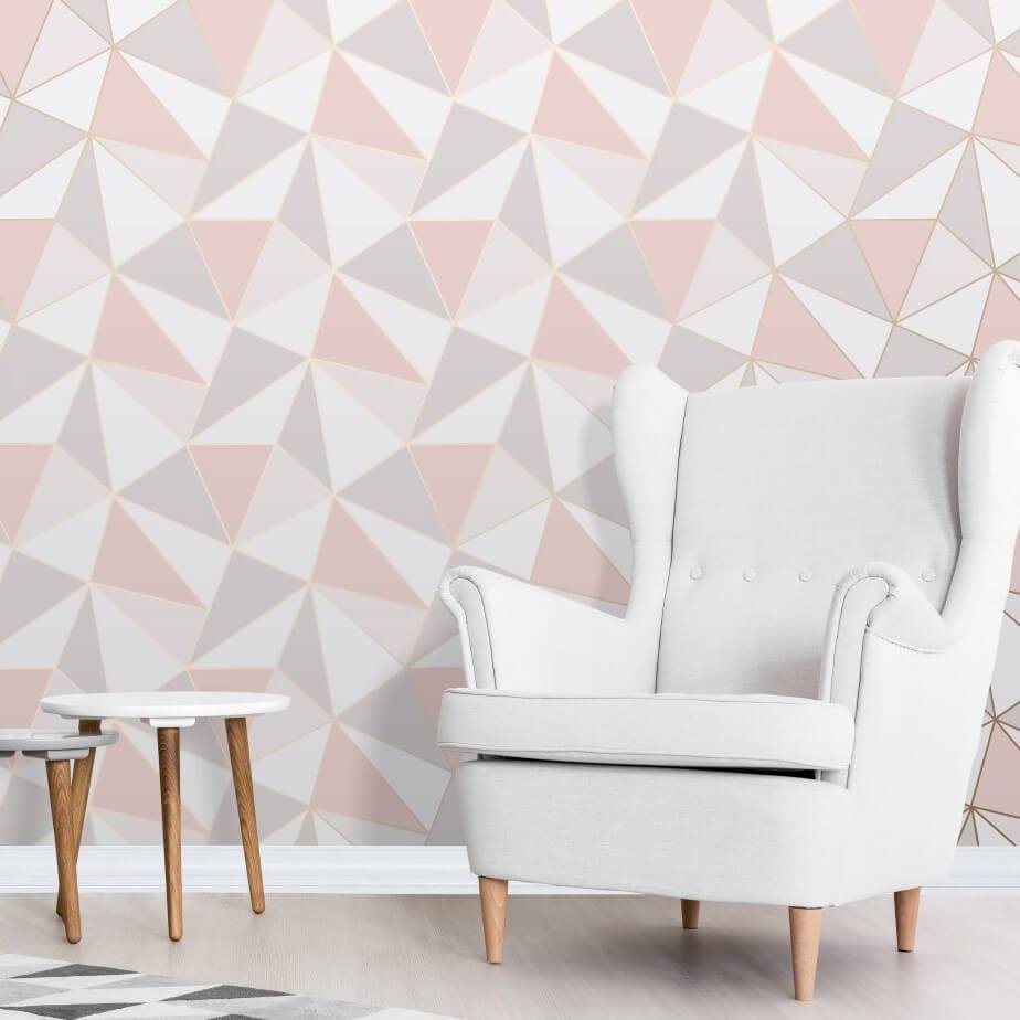 Apex Pink And Rose Gold Geometric Wallpaper