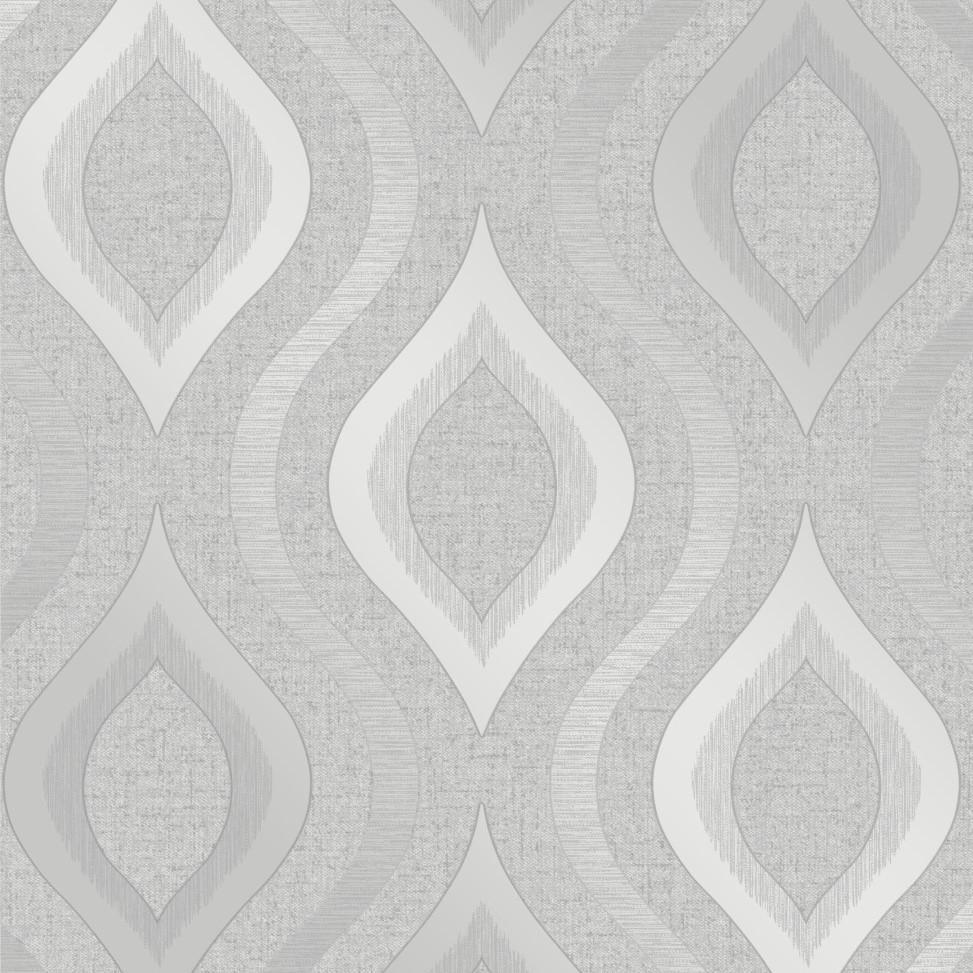 Quartz Silver Retro Geo Wallpaper By Fine Decor Fd