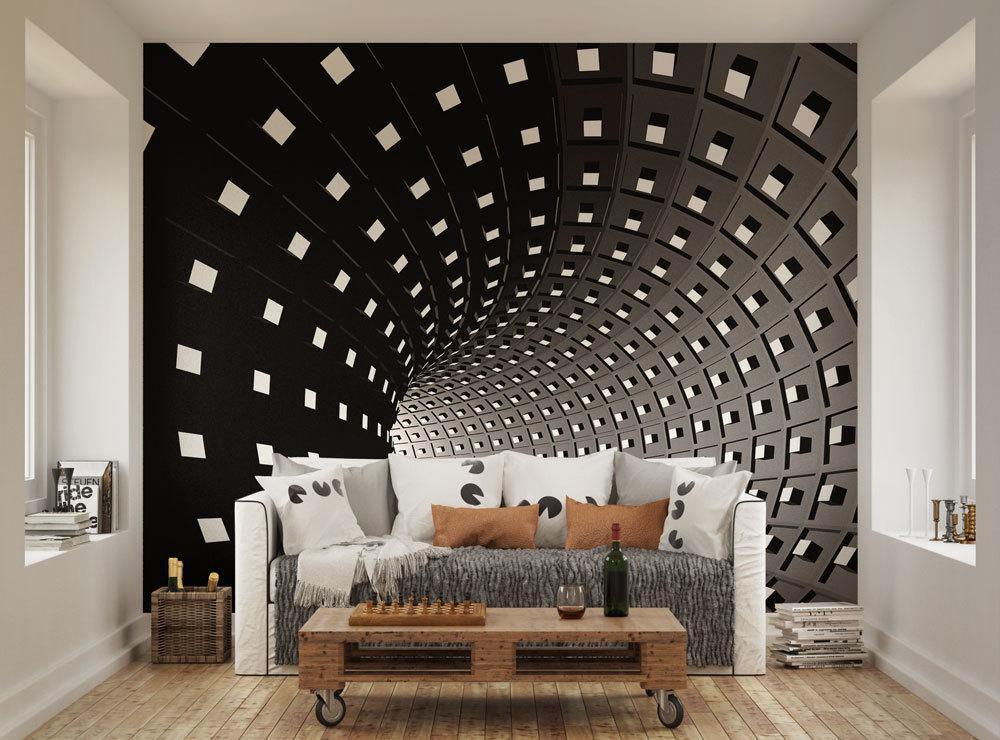 Black and White Black Hole Effect Infinity Wall Mural by