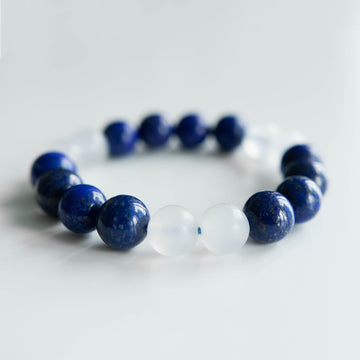 lapis and cryptocrystalline quartz healing gemstones bracelet