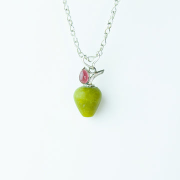 holiday harvest serpentine healing gemstones apple pendant