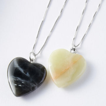 Healing Hearts Black Obsidian and White Onyx Pendants