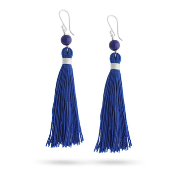 walk in wisdom lapis healing gemstones tassel earings