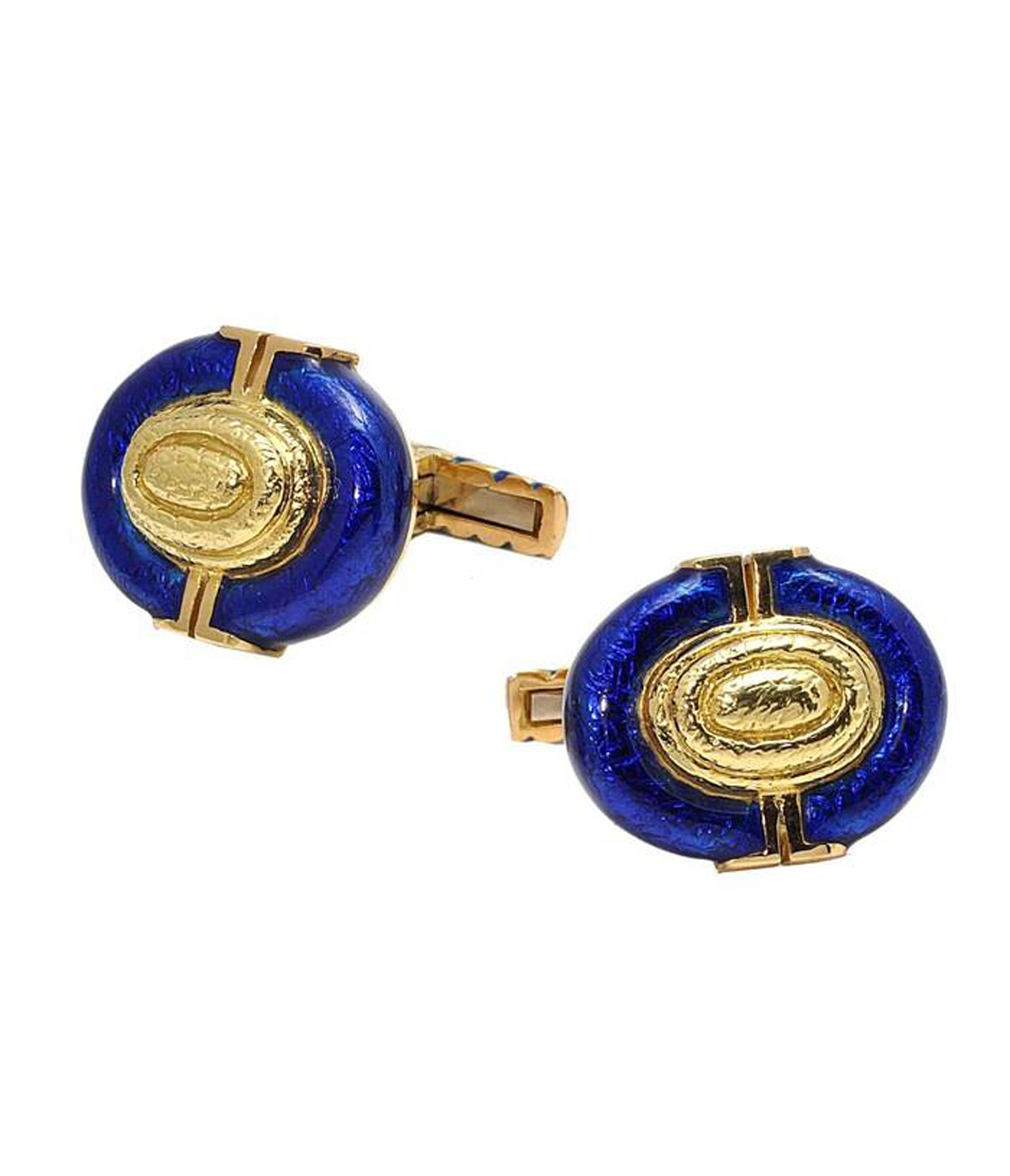 Cuff Links, Blue Enamel - David Webb product image