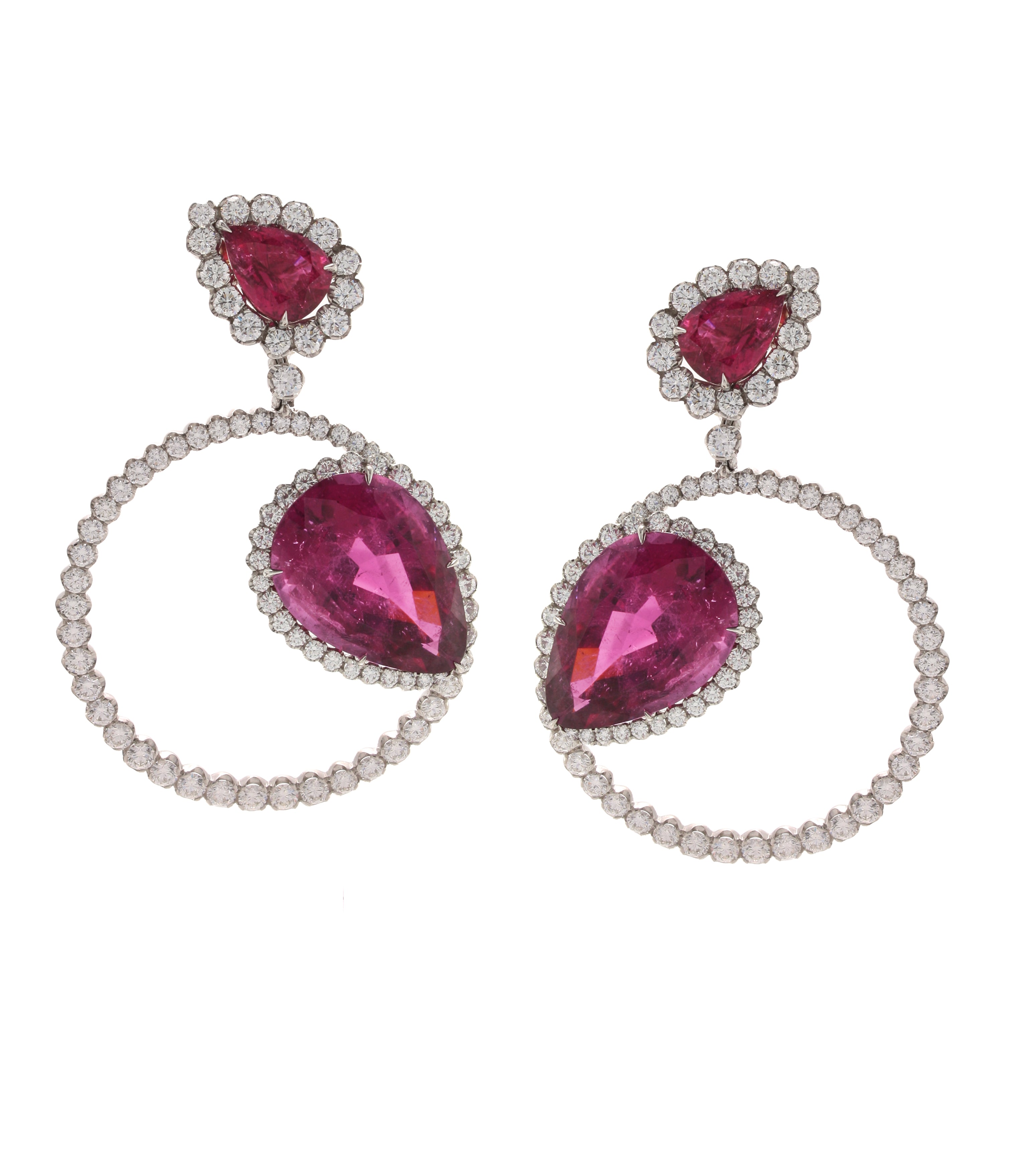 Rubellite and Diamond Hoop Earrings | David Webb New York