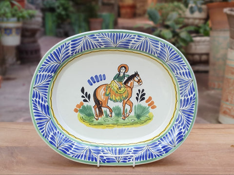 mexican platterss cowgirl charro folk art hand painted decorative