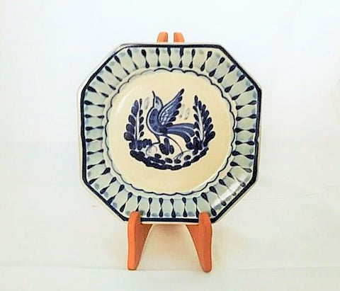 mexican-plates-bird-pattern-blue-talavera-majolica-hand-made-mexico