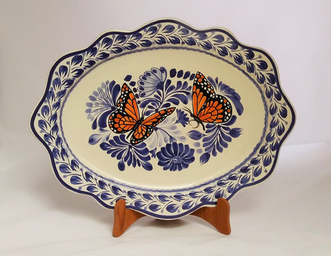 mexican trays folk art hand made butterfly motive talavera mexico