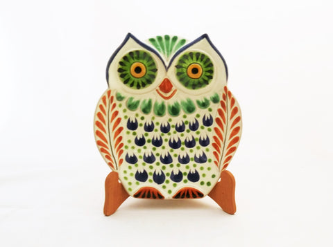 mexican owl snack dish plate pottery ceramic hand made mexico