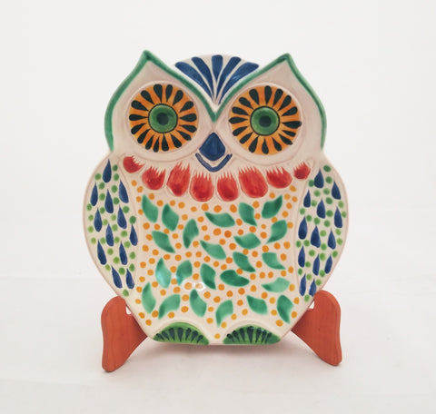mexican plate owl shape folk art hand painted dinnerware