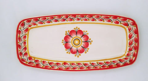 mexican tray ideal folk art red flower collection mexico ceramics