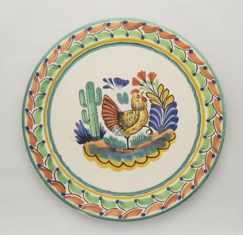 mexican base dinner plate folk art hand made rooster