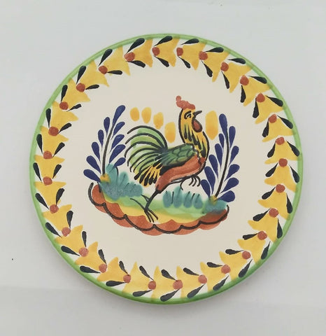 mexican plates creamic folk art hand made rooster motive gorky
