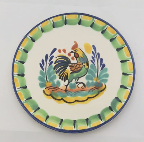 mexican plates pottery bread plate hand thrown rooster motive folk art mexico