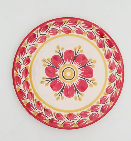mexican plate bread table top red flower motive gorky