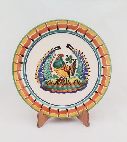 mexican plates folk art charger dinner plate chicken motive hand made