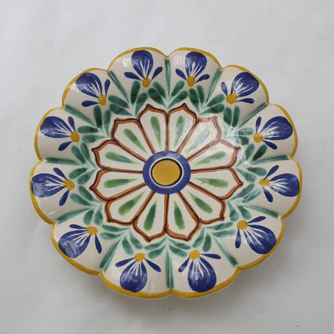mexican-ceramic-flower-snack-plate-multicolors-talavera-majolica