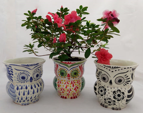 mexican pottery decorative owl flower vase multicolorsfolk art mexico