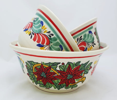 mexican-handcrafts-salad-bowls-christmas-flower-tabledecor-talavera-majolica-handmade
