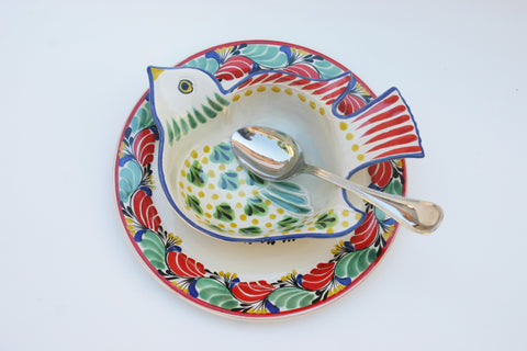 mexican plates ideas table top setting bird motive folk art