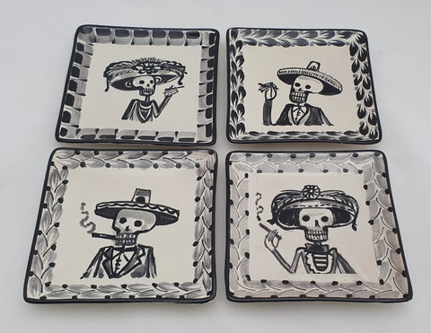 mexican plates folk art hand painted catrina mexico motives