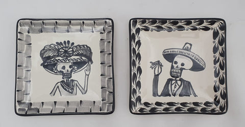 mexican plates folk art hand painted catrina motive mexico