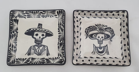 mexican tapa plates square catrina motive folk art mexico