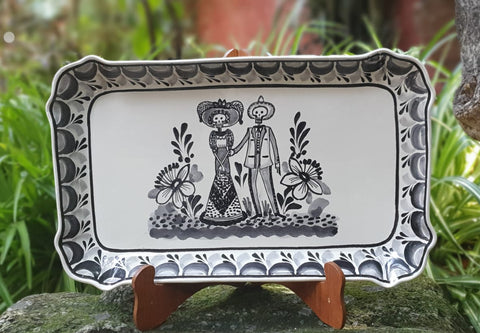 ceramic-platter-tray-majolica-hand-made-mexico-catrina-halooween