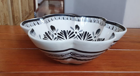 mexican pottery flower salad bowl black by gorky workshop hand craft