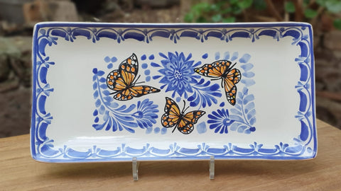 mexican plates tray folk art butterfly hand painted gto