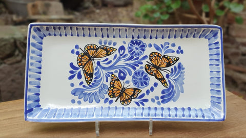 mexican plates tray butterfly folk art hand painted gto