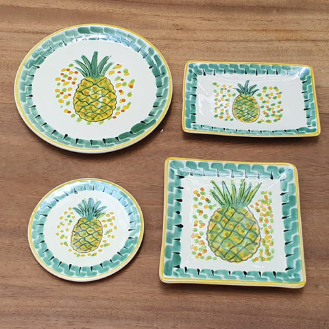 mexican plates folk art pineapple hand made mexico