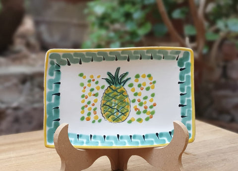 mexican plates folk art pineapple hand made mexico